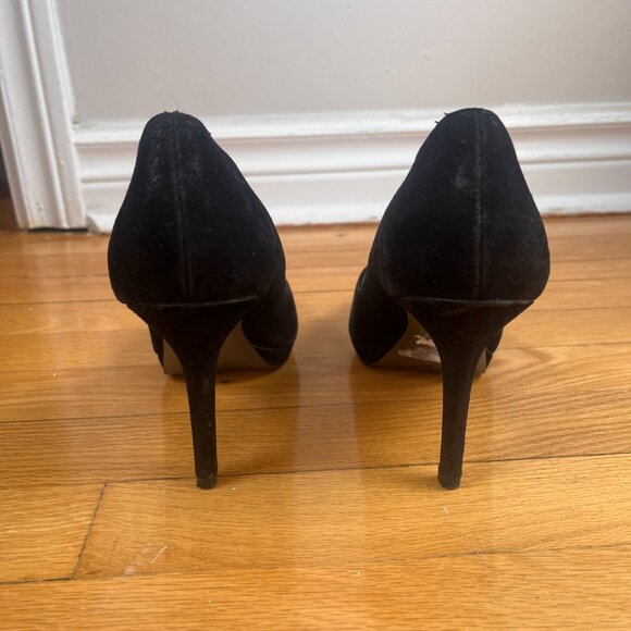 4 Inch Black Suede Heels - Picture 2 of 4